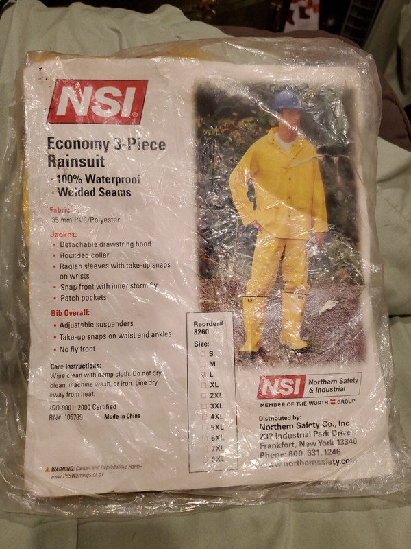 2X NSI  Adult Size Large Yellow Economy 3 Piece Rainsuits 100% Waterproof 
