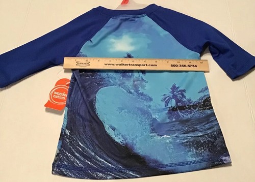 Boy's XS 4-5 OR XL 14-16 Wonder Nation Blue Shark Rash Guard Swim suit Shirt UPF - Picture 2 of 8
