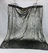 VTG Head Wrap Neck Scarf Shaw TIGERS 30” Square Metallic Silver Black Polyester