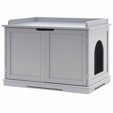 Lovupet Wooden Cat Litter Box Furniture Hidden, Cat Washroom Bench 0657