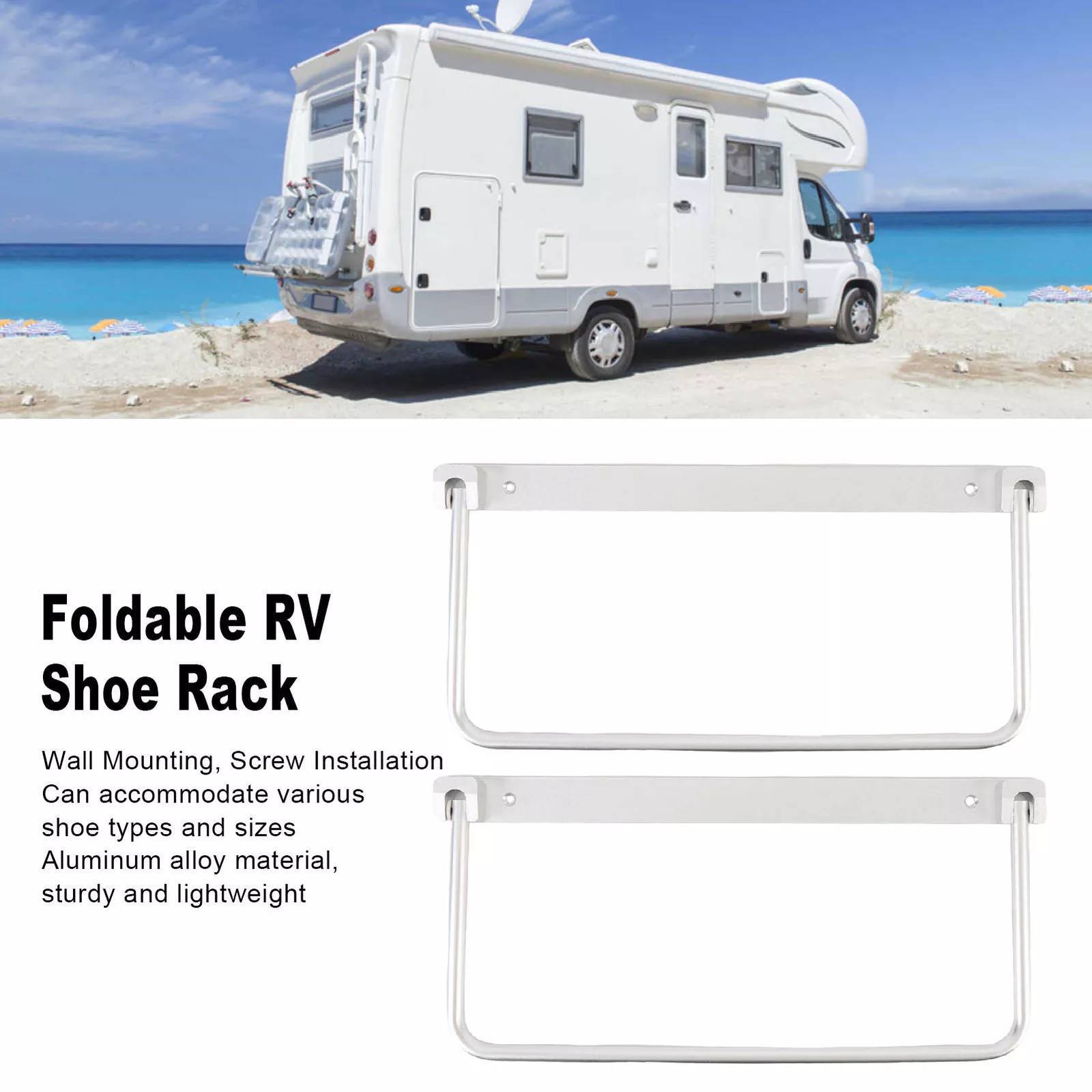 Shoe Rack For Rv 2PCS Foldable RV Shoe Rack Wall Mounted Bathroom Storage, White