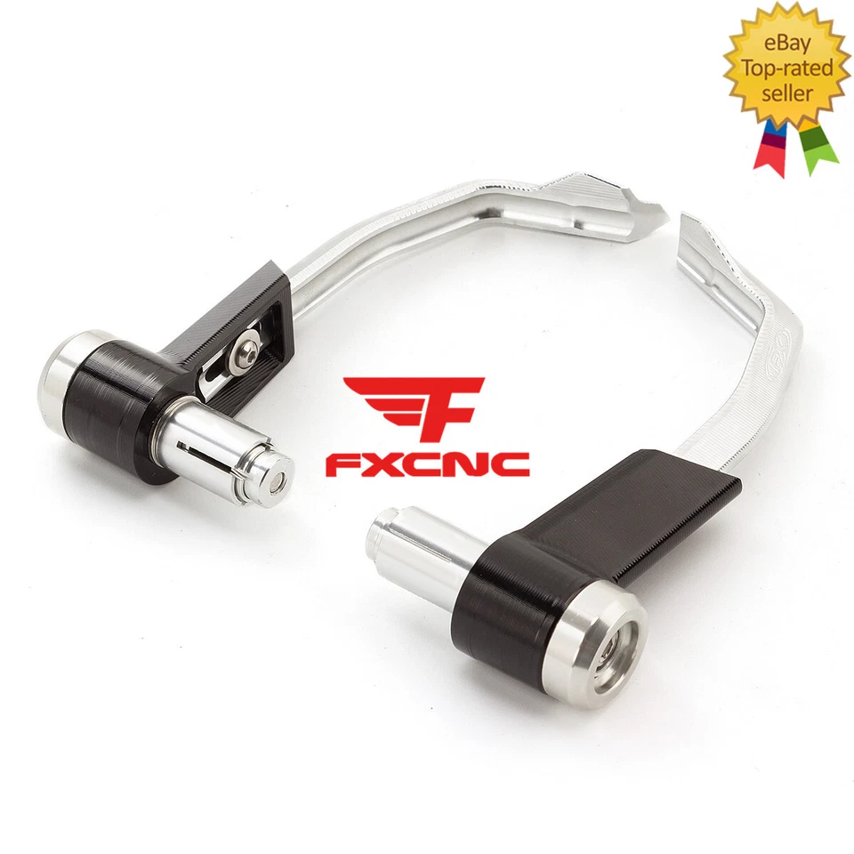 CNC Brake Clutch Handle Lever Protector Guards Bar Ends 7/8" Handlebar Silver - Изображение 2 из 4