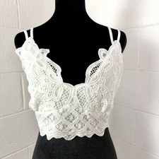 Rebellion Lace Babydoll Cami Lined Smocked Coquette Fairy Romantic Festival SZ L