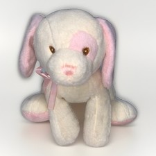 Toys R Us My First Puppy Dog 10  Plush Brown Eyes Cream Pink 2009 Stuffed Animal