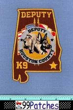 HOUSTON COUNTY DEPUTY SHERIFF K-9 (Brown) ALABAMA Police Patch STATE SHAPE 9H