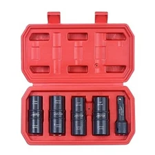 Sunex 2724 1/2" Drive 4-Piece SAE & Metric Deep Thin Wall Flip Socket Set