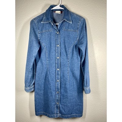vintage Esprit jean Sz 3/4 Long sleeve denim dress western cowgirl