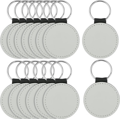 15 PCS Sublimation Keychain Blanks, round PU Leather Sublimation Keychains Heat 