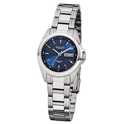 Regent Damen-Armbanduhr silber Analog F-518 Stahl-Armband URF518