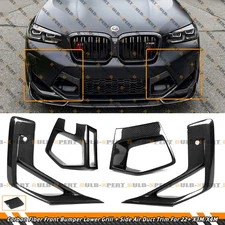 For 22-25 BMW X3M X4M Carbon Fiber Front Lower Grill + Side Air Duct Trim Covers