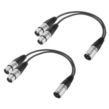 3-Pin XLR Splitter Cable, 2 Pack 1 Male to 2 Female, Silver