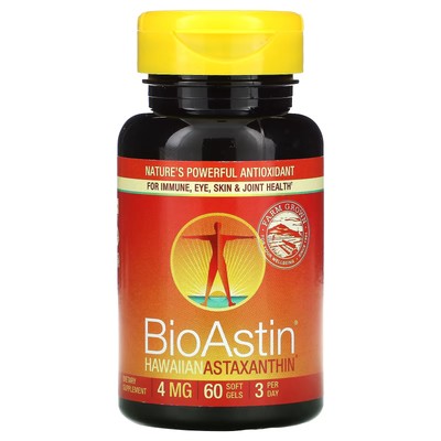 2 X Nutrex Hawaii, BioAstin, Hawaiian Astaxanthin, 4 mg, 60 Soft Gel-Worldwide