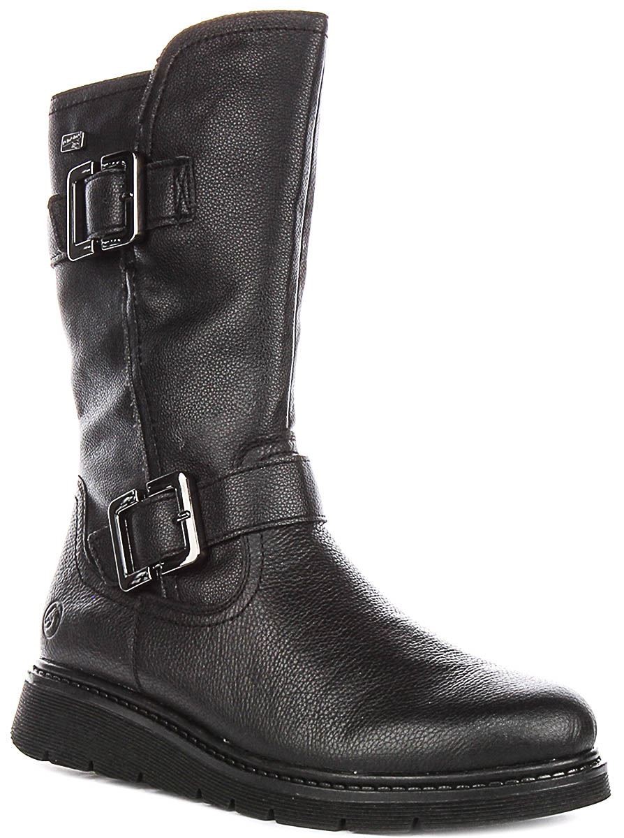 Remonte Warm Schnalle Leder Biker Damen Stiefel IN Schwarz EU37-41 28590₽