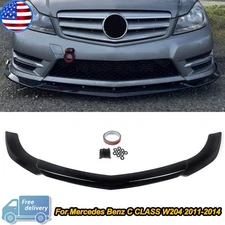 For Mercedes C Class W204 C300 C350 11-14 Black Front Bumper Splitter Lower Lip