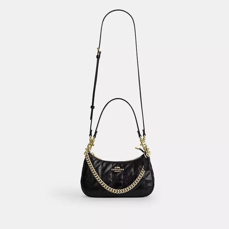 NWT Coach CDY83 Teri Shoulder Bag With Quilting Gold/Black Crinkle