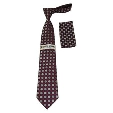 Men's Stacy Adams Tie and Hankie Set Woven Silky Stacy2 Burgundy Polka Dot
