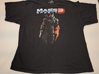 Y2K Mass Effect 3 Commander Shepard Video Game Graphic T-Shirt Black XXL
