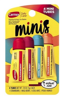 BL Carmex Lip Balm Tubes Mini 4 Pack SPF15 Assorted Flavors *4 Packs*