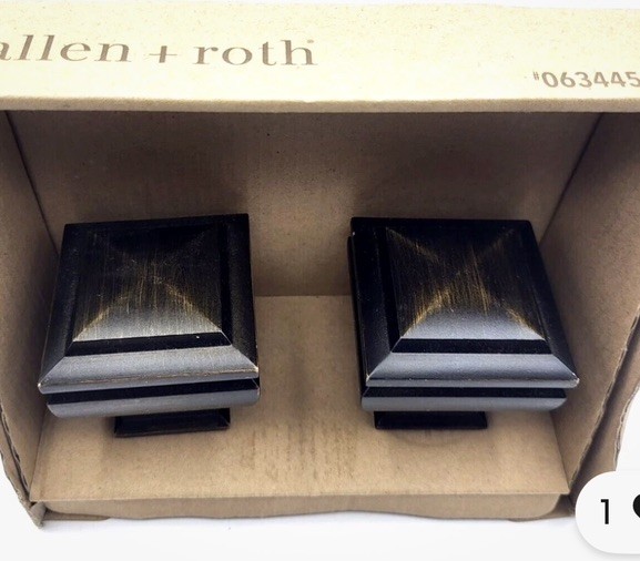 Allen Roth Square Wood Finials Brushed Bronze Finish 2.5" Set of 2