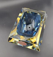 Vintage Murano Large Glass Art Ashtray Dish Faceted 5.5"x4" Touch of Elegance 