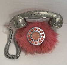 Emerson Model PL1000FR Pink Furry Rhinestone Landline Telephone