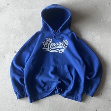 Vintage Stussy Hoodie Mens XL Blue Sweatshirt...