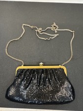 Vintage Whiting  Davis Black Mesh Evening Hand Bag B16