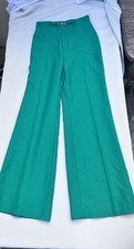 VTG Sears JR Bazaar Womens Polyester Pants 70s Flare 26" Waist Green Hippie