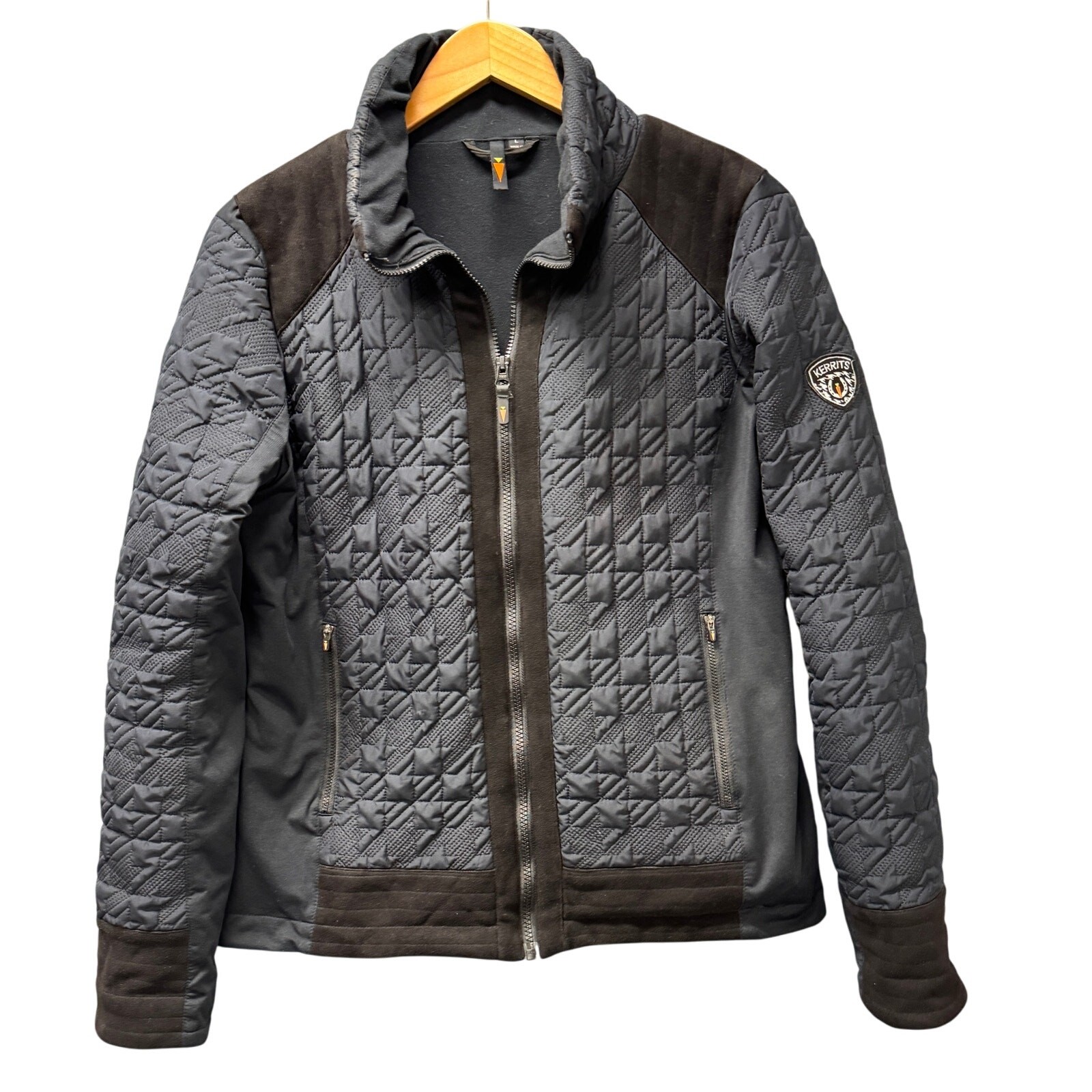 Kerrits Equestrian Jacket Womens Large Quilted Full Zip Faux Suede Details 