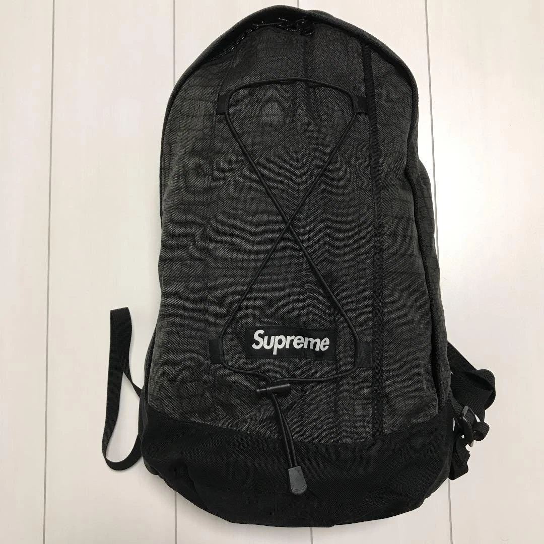 Sac à dos Supreme Mosaic gris anthracite toile protection pluie occasion