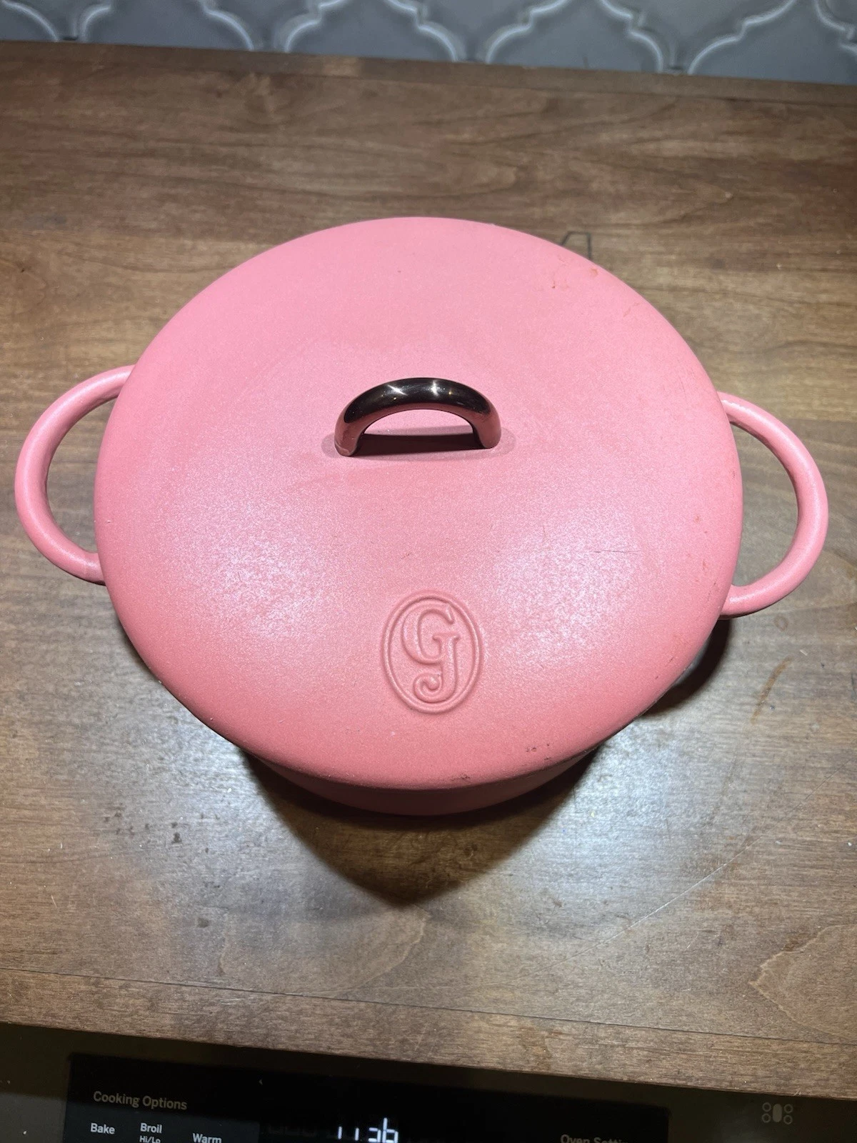 Great Jones Cast Iron Dutch Oven Baby 9 Inch Powder Coated Enamel Hot Pink Color