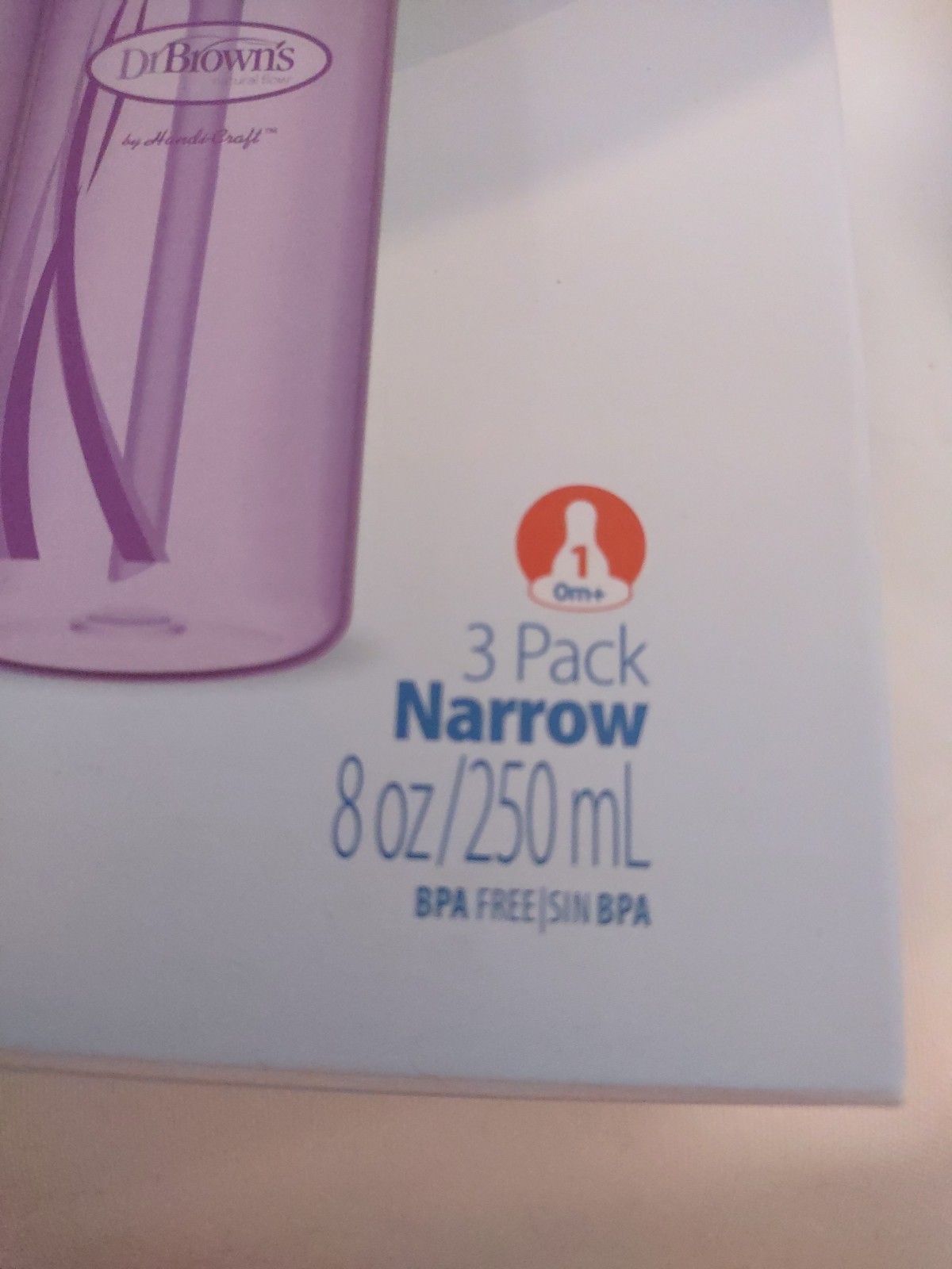 Dr Brown's Natural Flow Anti Colic Purple Baby Bottle Level One Three Pack 8oz