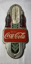 Thermomètre double bouteille Coca-Cola art déco 1941 enseigne étain - vintage et original