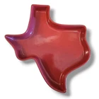 Vintage Frankoma Pottery Texas Shaped Red Medium Serving Dish Tray