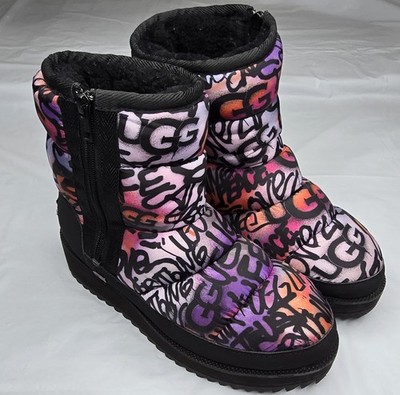 Ugg Boots Womens Size 7.5 Ridge Graffiti Pop Multicolor Wool Side Zip Ankle Snow