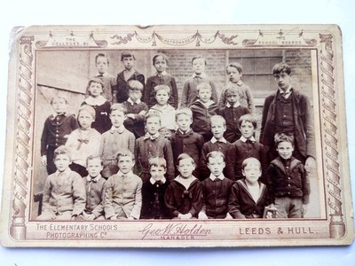 Vintage 1900er Kabinettfoto, Jungenschulklasse, The School Board, Leeds & Hull