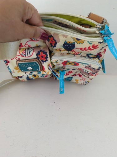LILY BLOOM Yellow/Blue Cats Yarn Adjustable Strap Crossbody Bag Purse M34 - Picture 7 of 8
