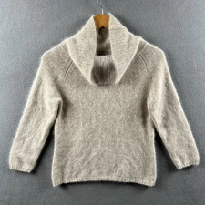 Vintage Rafaella Women's Small Oatmeal Angora Rabbit Hair Lambs Wool Blend READ