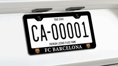 FC BARCELONA License Plate Frame Premium Black Powder Coated Metal