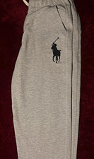 Polo Ralph Lauren Boys Gray Solid Jogger Pants Drawstring Elastic Waist Pockets