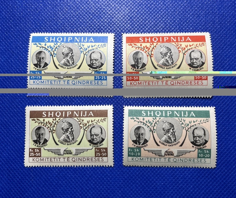 Albania Stamp 1952 Cinderella Roosevelt / Churchill, Set of 4, MLH