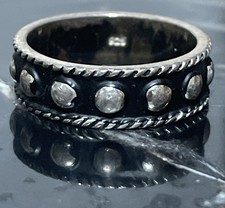 Vintage Sterling Silver Beaded Band Ring Size 7