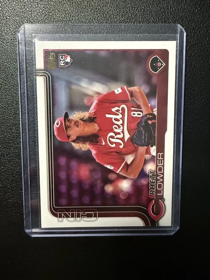 2025 Topps Series 1 - Rhett Lowder #205 Golden Mirror Image Variation (RC) Reds - Image 2 of 4