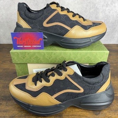 NEW Gucci Rhyton Maxi GG Supreme Black Khaki Beige Size 8.5 UK / 9 US Men s Shoe