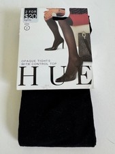 NWT HUE Women's Opaque Tights with Control Top Size 2 Black