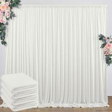 20 ft x 10 ft Free Ivory Backdrop Curtain for Wedding Parties, Polyester Ivor...