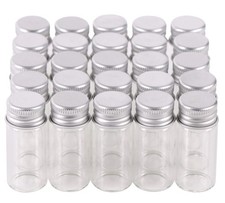 100 10Ml Vials Small Mini Tiny Glass Bottles Clear Empty Jars with Aluminum Top