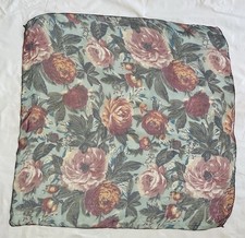 DELICATE women s Sheer Flowers Silk Print Scarf Design Green Color 30"/30" VGC
