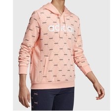 ADIDAS LINEAR GRAPHIC LOGO HOODIE PINK HOODED PULLOVER SWEATSHIRT M Women's -EUC