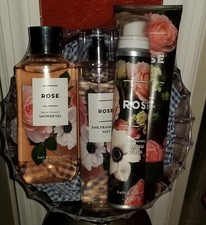BATH AND  BODY WORKS ROSE women's gift basket NWT 4 items